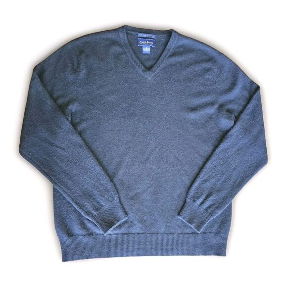 Club Room Men's Black Cashmere Sweater Size Medium V-Neck Pullover - Picture 1 of 4